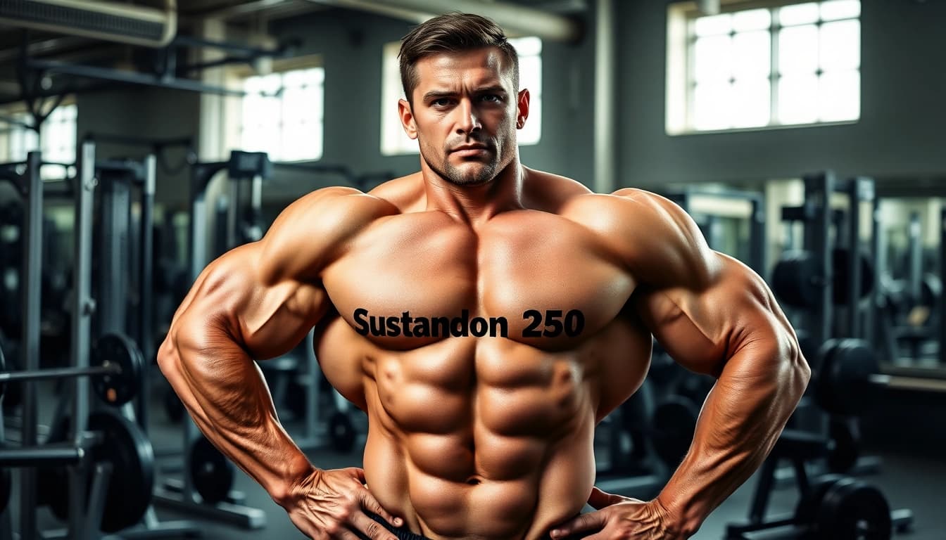Sustanon 250 kaufen für Fitness und Muskelaufbau im Fitnessstudio darstellen.