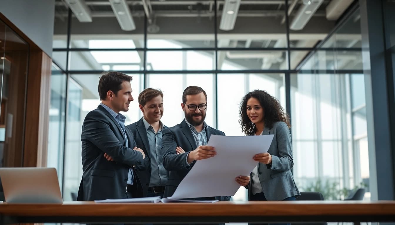 Headhunter Ingenieure beraten erfolgreich Ingenieure in einem modernen Büroumfeld mit Energie und Professionalität.