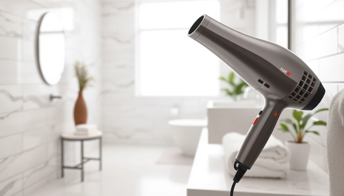 laifen se Haartrockner in modernem Badezimmer mit eleganten Details und minimalistischem Design.