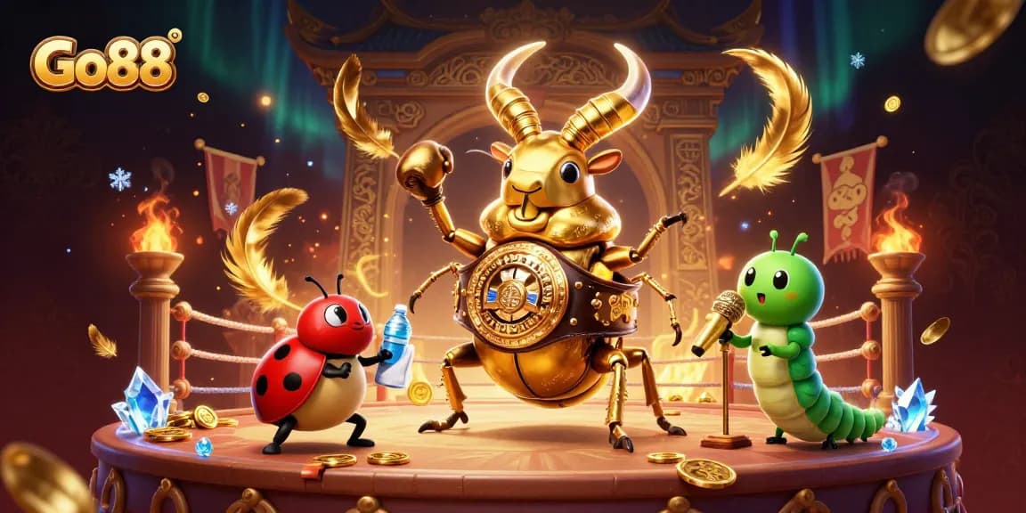 Engage with Go88’s thrilling experience featuring a giant beetle boxer in an exciting arena.