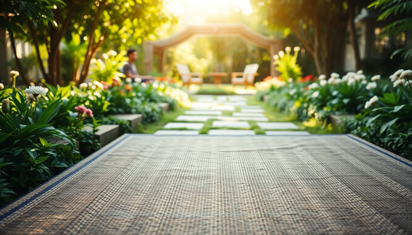 Die Hanfmatte glänzt in einem grünen Garten, ideal für eine nachhaltige Lebensweise.