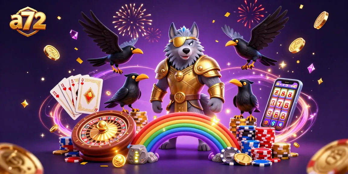 Enjoy thrilling gambling moments with a72's vibrant 3D casino scene featuring Odin and his ravens.