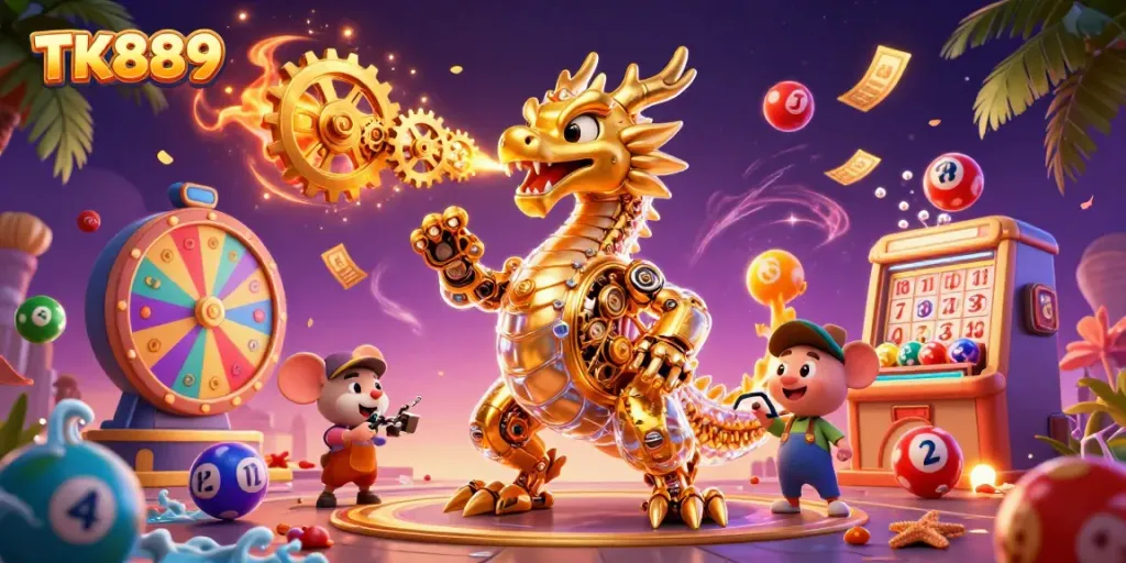 Play exciting fishing games at TK889 with vibrant colors and engaging casino elements.
