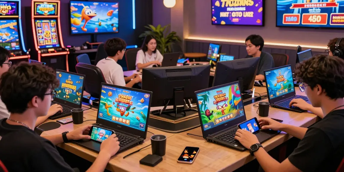 Online gaming enthusiasts enjoying diverse games at https://gemwin.pics/ in a vibrant virtual lounge