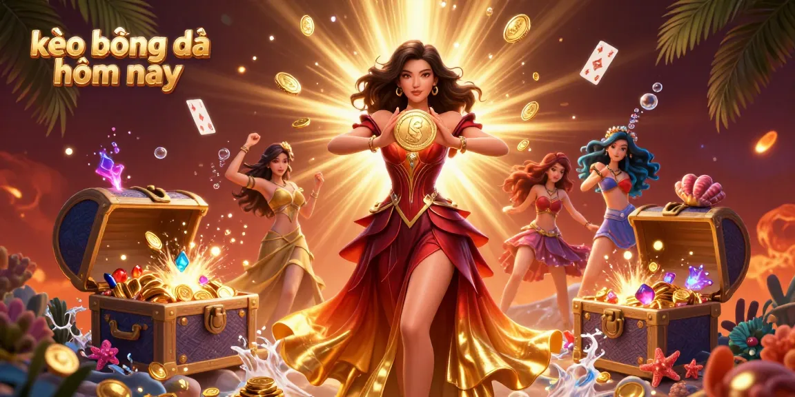 Engage in exciting betting with kèo bóng đá hôm nay as an elegant Asian woman holds a golden coin amidst gems.