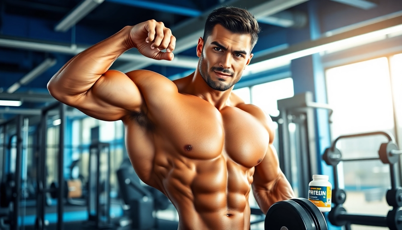 Testobal E Testosteron Enanthate stärkt die Muskulatur eines Bodybuilders im Fitnessstudio.