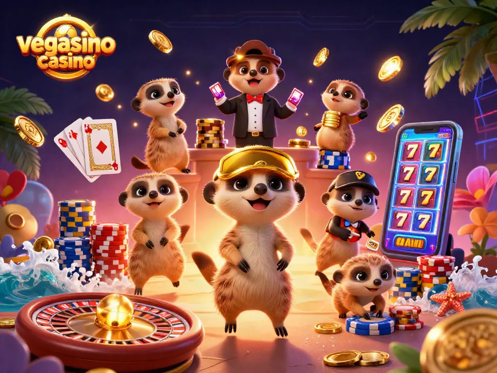 Experience the excitement of vegasino casino with meerkats running a vibrant gaming operation full of slots and fun.