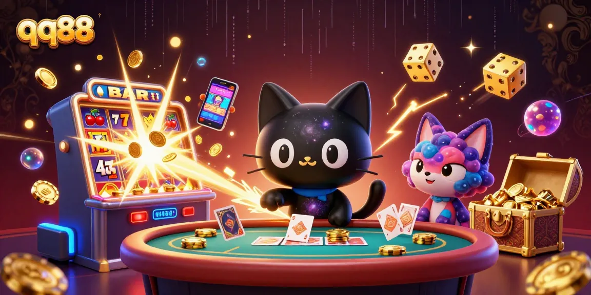 Experience the thrill of qq88 by winning with stacked casino chips and an immersive gaming environment.