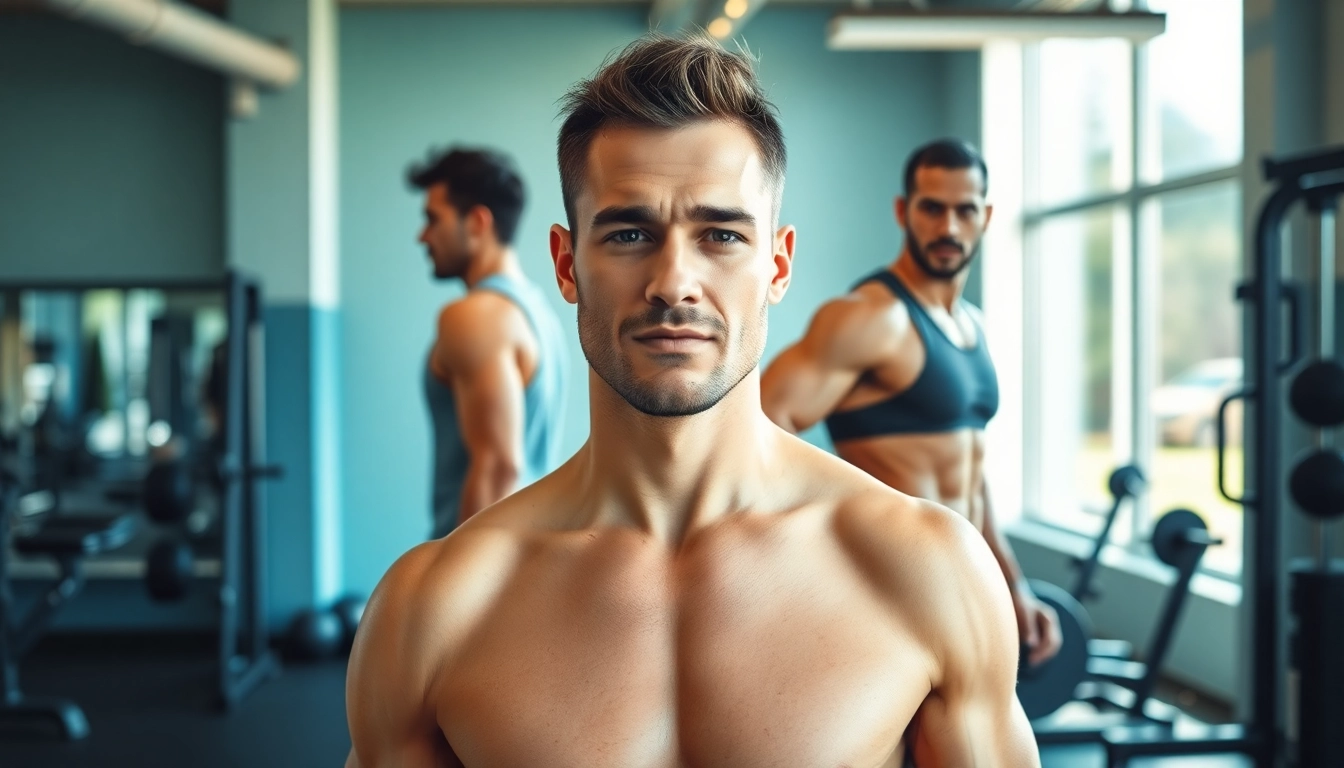 Transformation von testo vorher nachher mit geschultem Körperbau im Fitnessstudio.