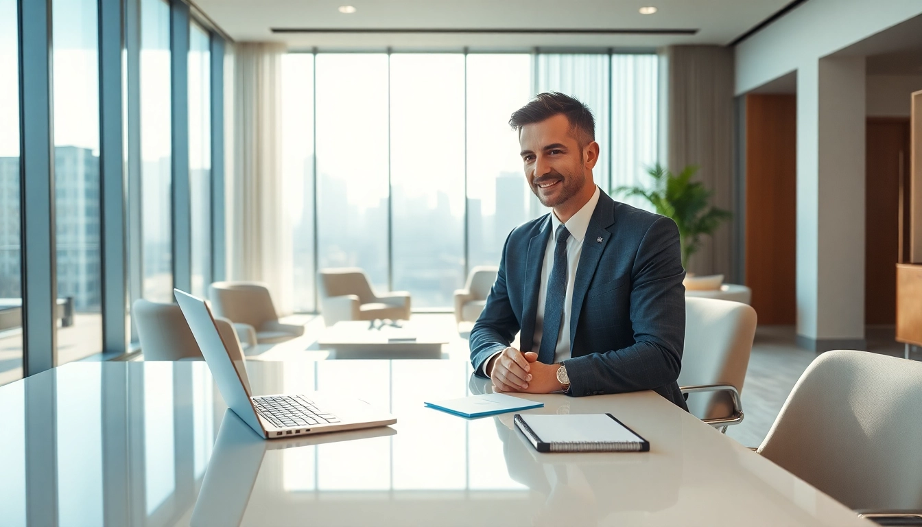 Professioneller Headhunter Schweiz in stilvollem Büro mit großer Fensterfront.