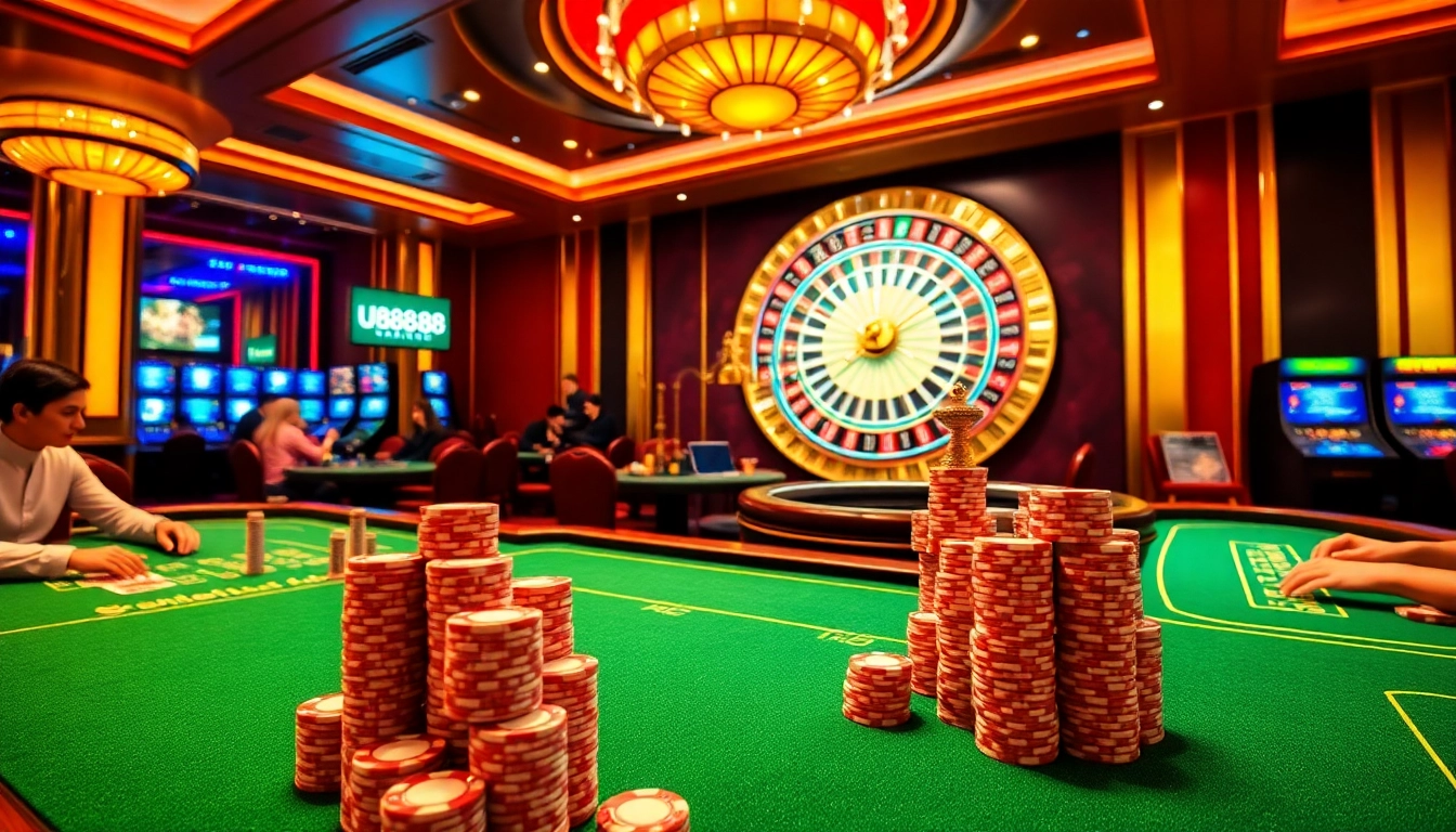 Experience the excitement of U888u88.com with players engaged at elegant casino tables.