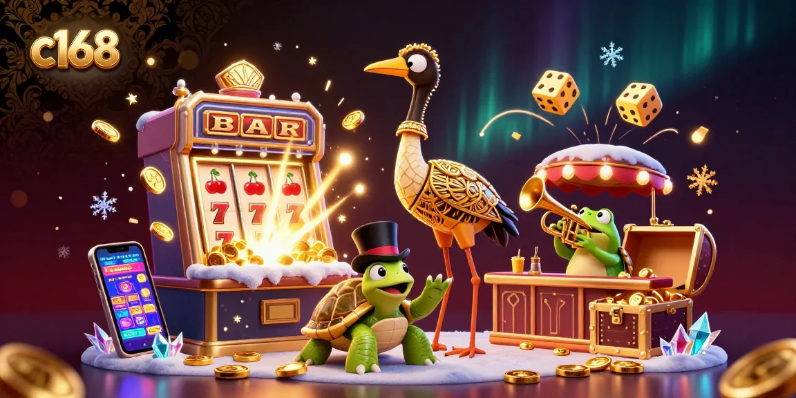 Win big with c168's vibrant casino scene featuring animated characters and jackpot excitement.